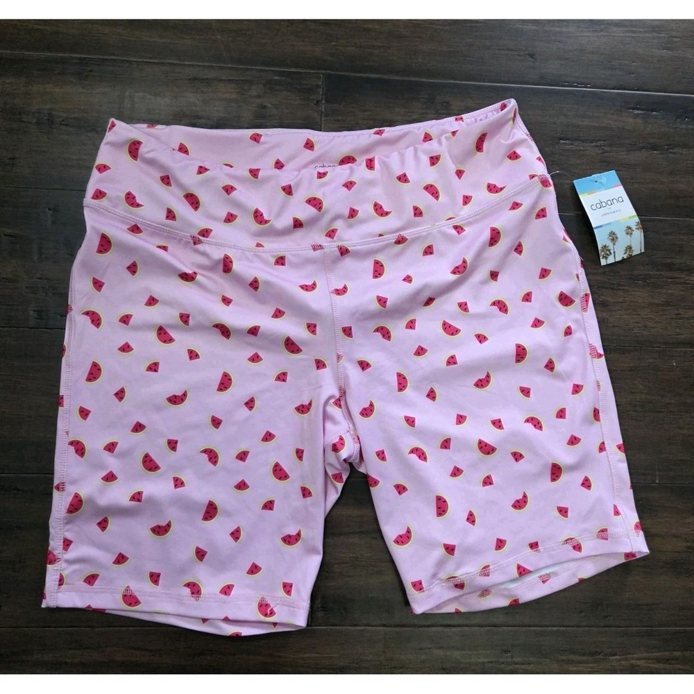 Cabana By Crown & Ivy Biker Shorts Plus Size 2X Pink Watermelon Print Pull‎ On